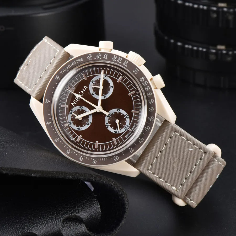 Foreign Trade Men's Niricha Oujia Glue Shell 6-Pin Super Luminous Quartz Watch Manufacturer Wholesale One Generation