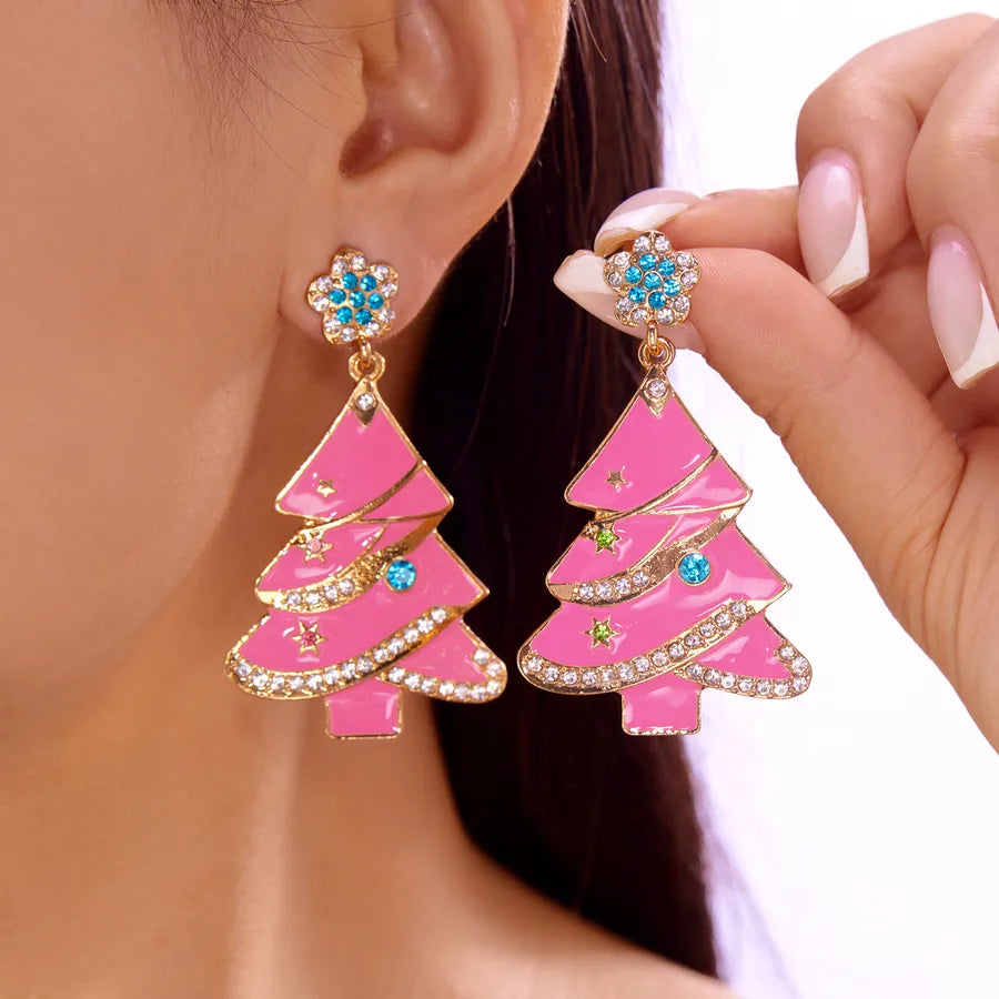 Creative Christmas Bell Design Acrylic Earrings For Women Festive Gingerbread Man Shape Christmas Tree Gift Fashionable
