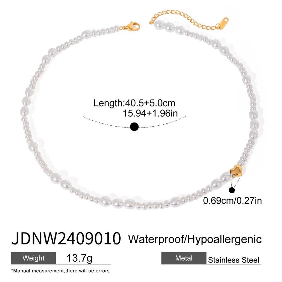 Simple Style Classic Style Geometric 304 Stainless Steel Glass Pearl Beaded Chain Beaded Necklaces Wholesale
