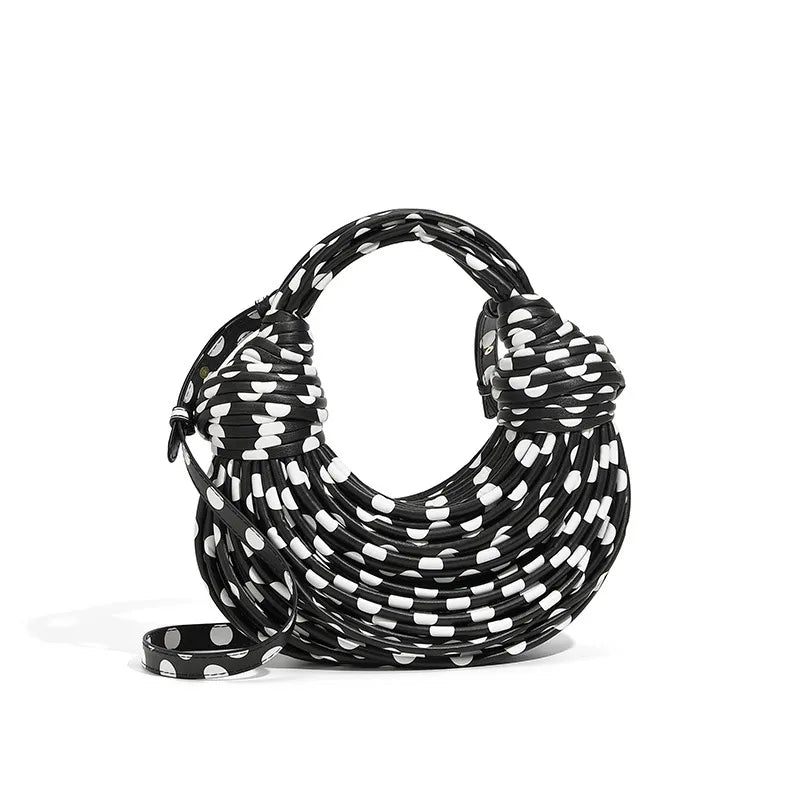 Women's Pu Leather Rainbow Elegant Streetwear Weave Dumpling Shape Zipper Straw Bag