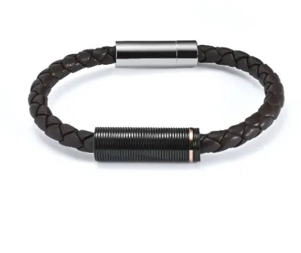Ethnic Style Solid Color 304 Stainless Steel Pu Leather Plating Men's Bangle Men Cord & Leather Bracelets