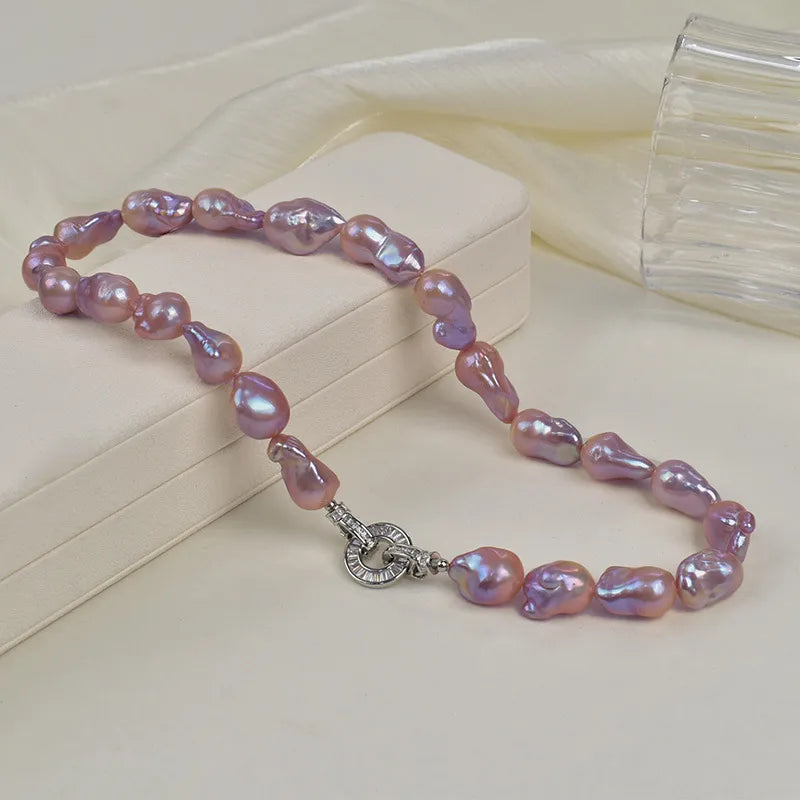 French Romantic Aurora Colorful Baroque Pearl Necklace Women Irregular Luxury Chic Clavicle Chain Natural Pearl Jewelry