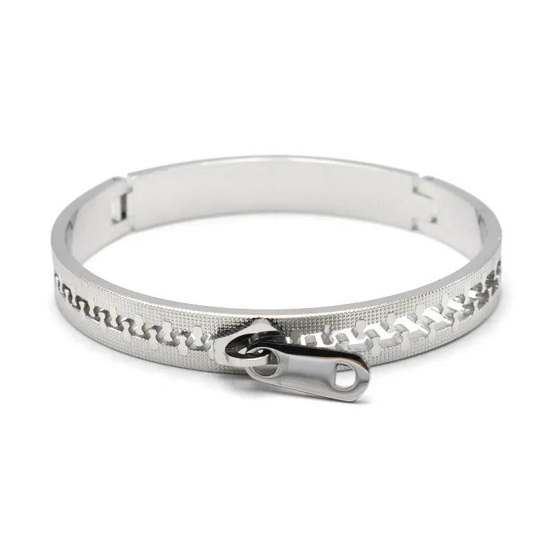 Cool Style Zipper 304 Stainless Steel Bangle In Bulk