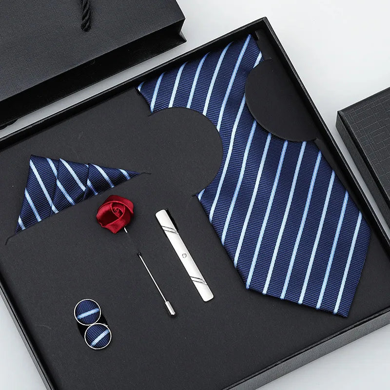 business stripe arrow solid color polyester yarn men's tie
