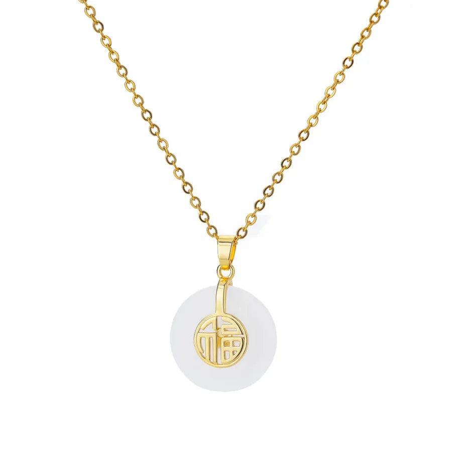 Wholesale Jewelry Elegant Sweet Geometric 304 Stainless Steel Cat's Eye Stone Plating cable chain Pendant Necklace