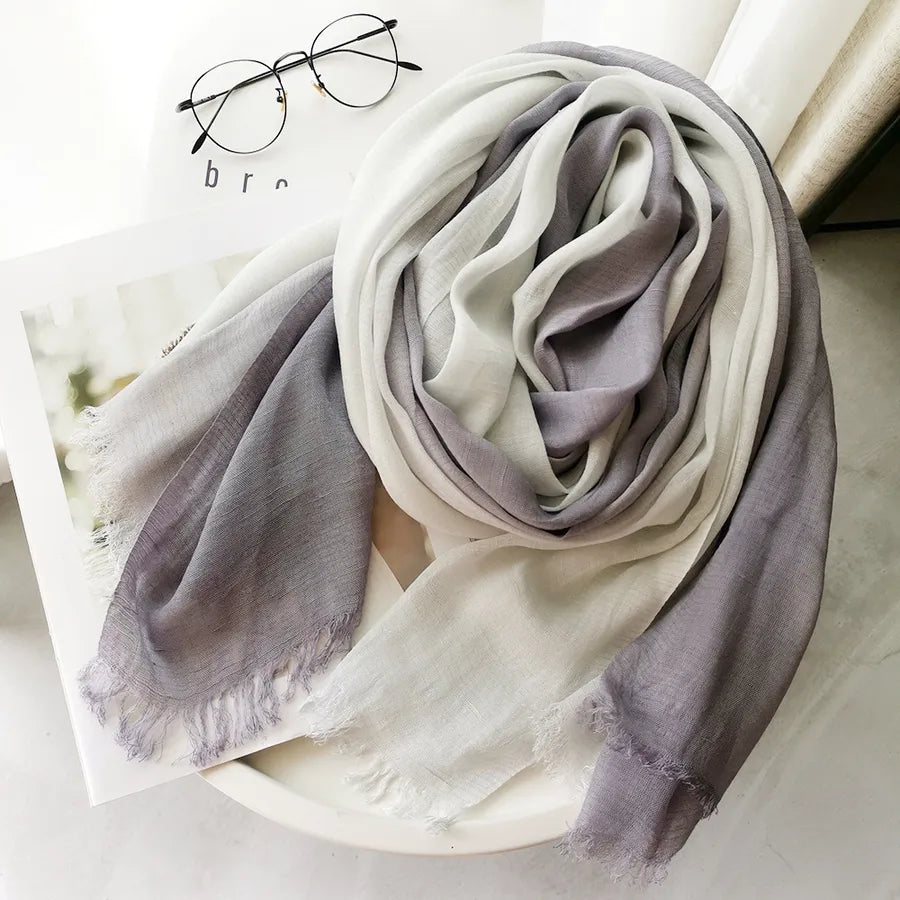 women's elegant gradient color cotton scarves & gloves