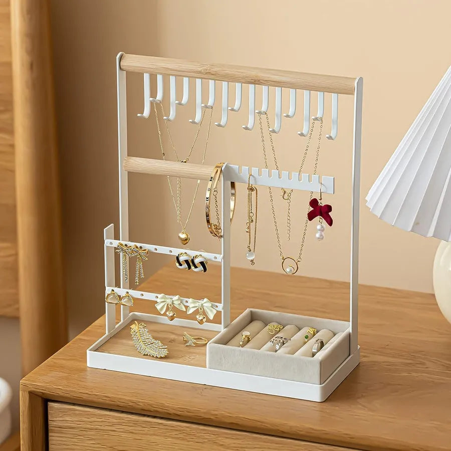 simple style geometric solid wood metal jewelry display