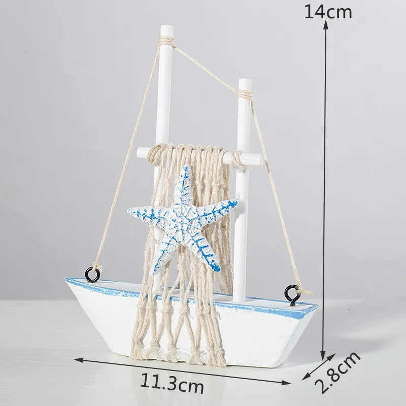 Marine Style Ship Wood Ornaments Artificial Decorations