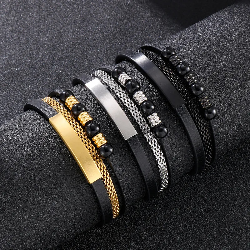 Vintage Style Punk Geometric Titanium Steel Plating 18K Gold Plated Men's Bangle