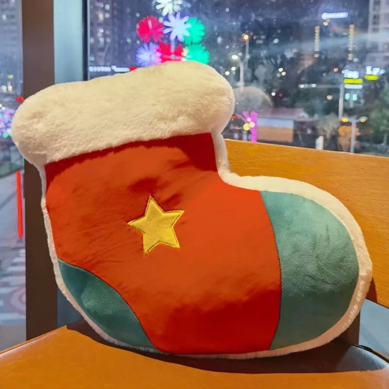 Christmas Decorative Cushion Santa Claus Toy Apple Peaceful Fruit Christmas wreath Cushion Gingerbread Man Cartoon Style