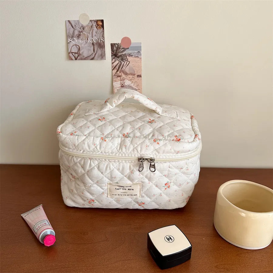 cute flower cotton oval makeup bags