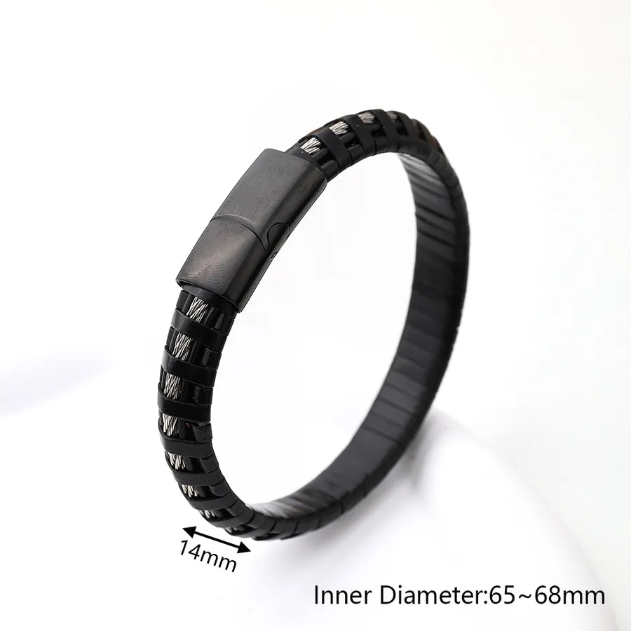 Casual Vacation Streetwear Simple 18K Gold Plated 304 Stainless Steel Genuine Cowhide Wholesale wristband
