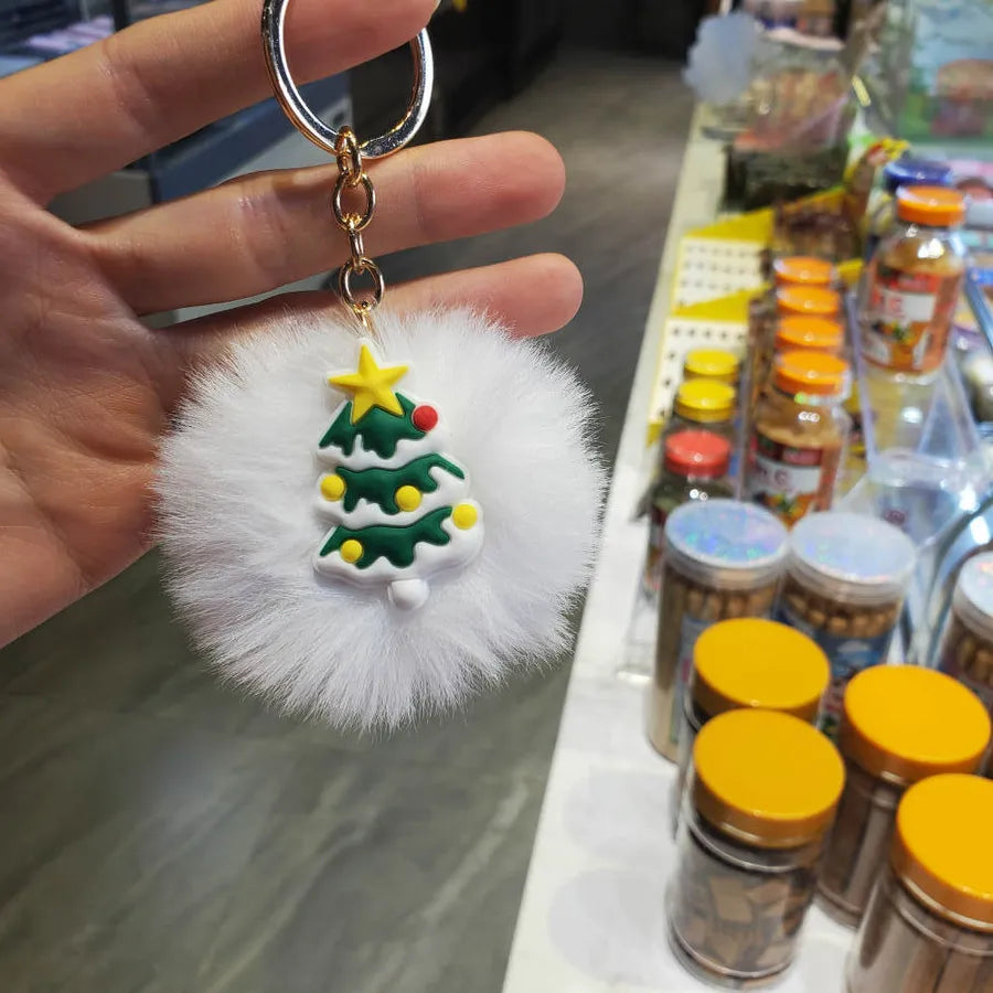 creative three-dimensional christmas fur ball bag pendant keychain