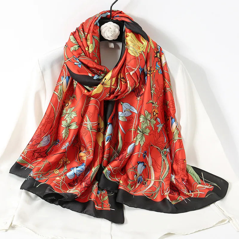 women's lady flower cloud brocade printing scarf