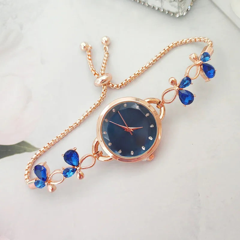 Korean Style Floral Telescopic Rope Quartz Women's Watches