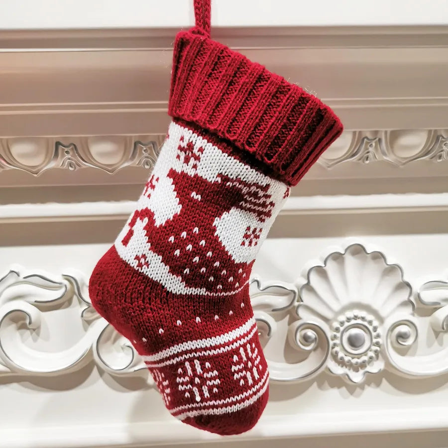 Christmas Basic Retro Classic Style Christmas Tree Elk Polyester Indoor Party Festival Christmas socks