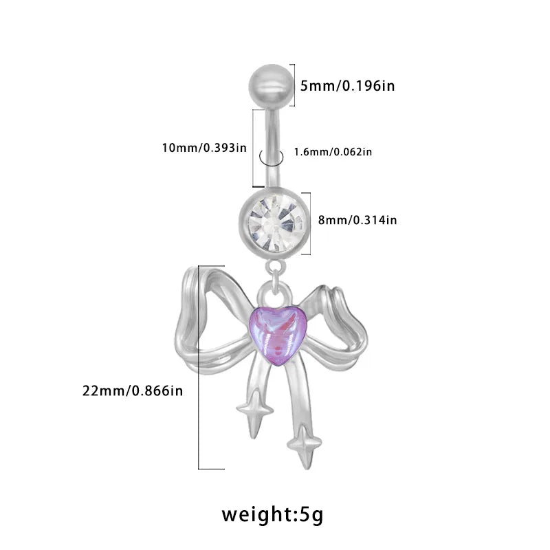 1 Piece Belly Rings Princess Cute Shiny Bow Knot 316 Stainless Steel  Arylic Alloy Inlay Acrylic Glass White Gold Plated Gold Plated