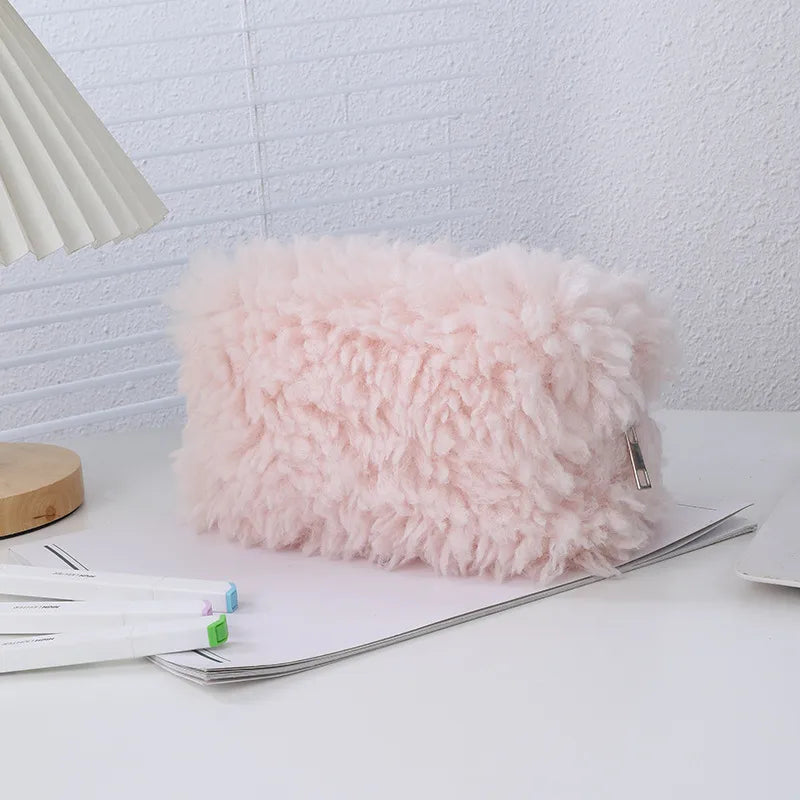 Solid Color Plush School Korean Style Pencil Case