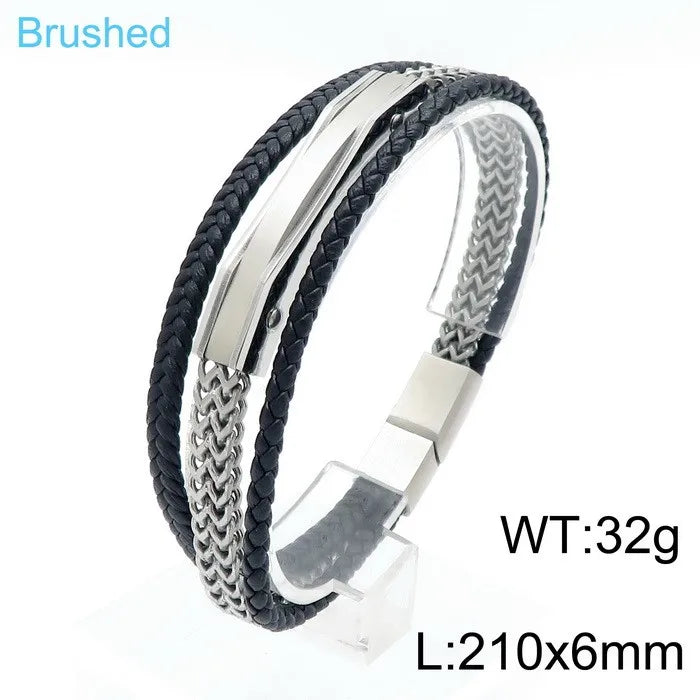 Punk Streetwear Geometric Titanium Steel 18K Gold Plated Men's Bracelets