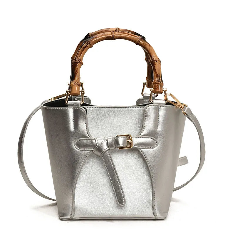 Women's Small Pu Leather Solid Color Streetwear Bucket Magnetic Buckle Handbag Crossbody Bag