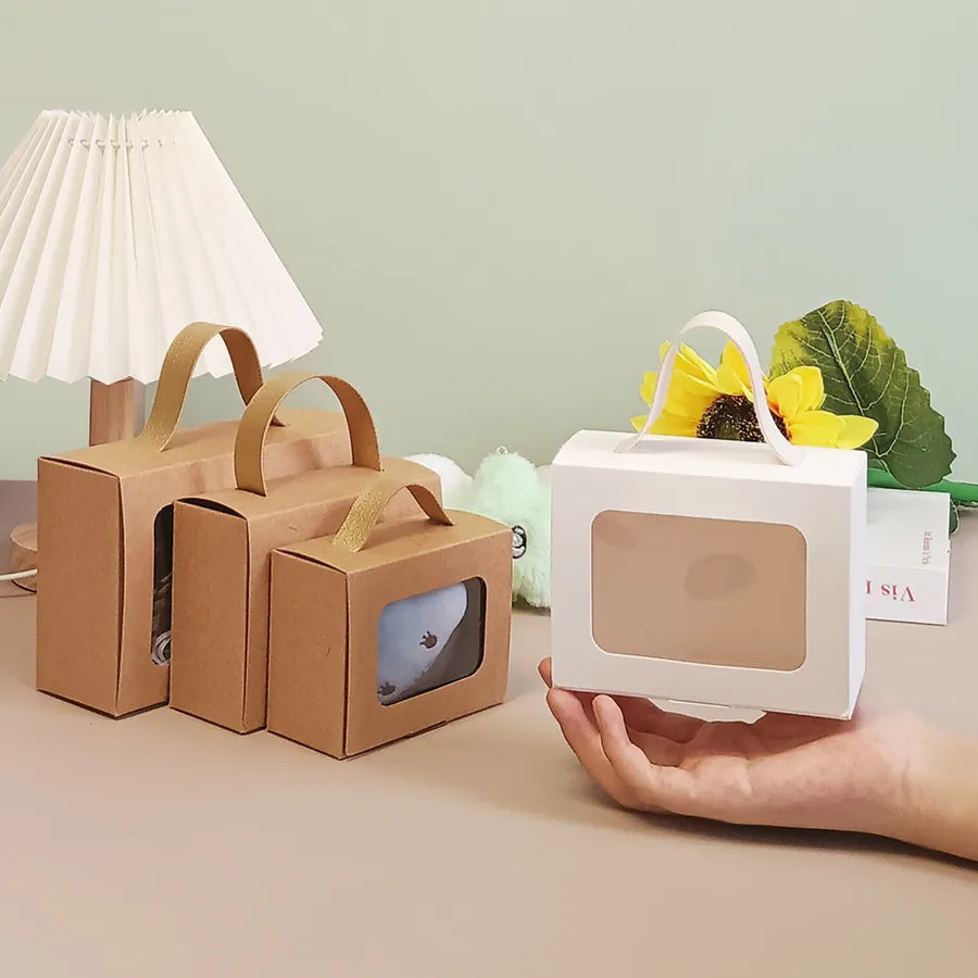 Creative Window Opening Gift Box Handheld Holiday Cookie Candy Box Small Present Box Souvenir Bag for Children's Birthday