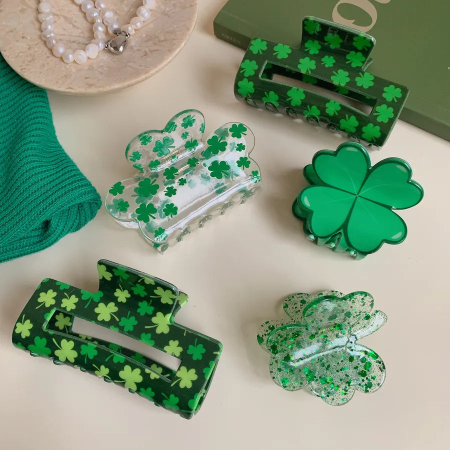 Vacation Simple Style Women's Four Leaf Clover Arylic Hair Claws
