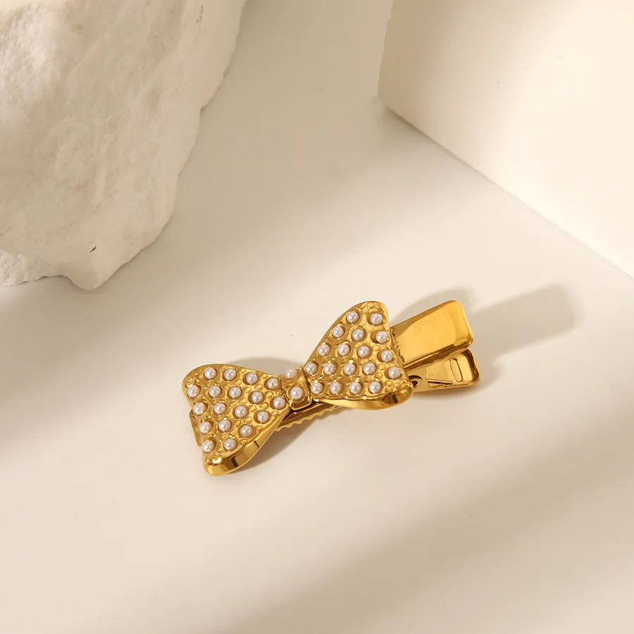 Pastoral Simple Style Women's Flower Shell 304 Stainless Steel Zircon Hair Clip