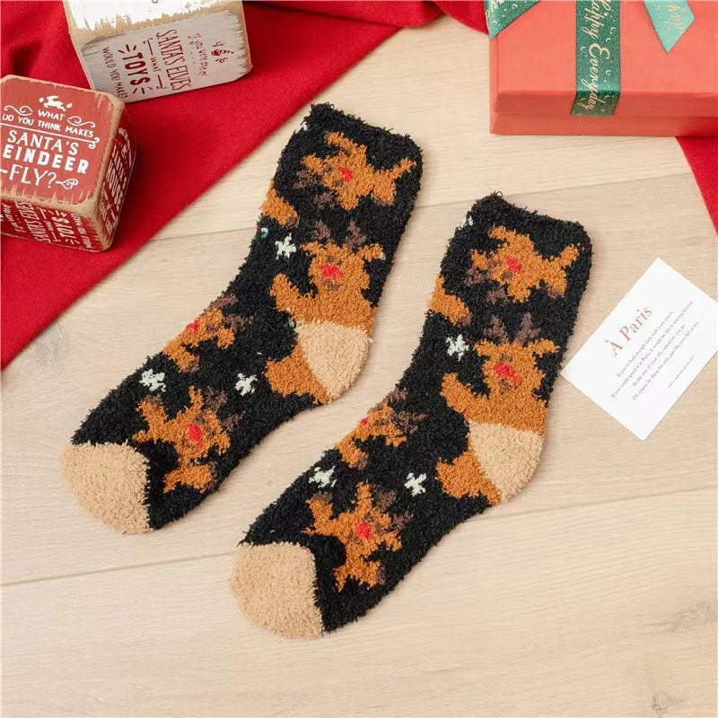 Christmas Christmas Women's Cartoon Polyester Jacquard Crew Socks A Pair