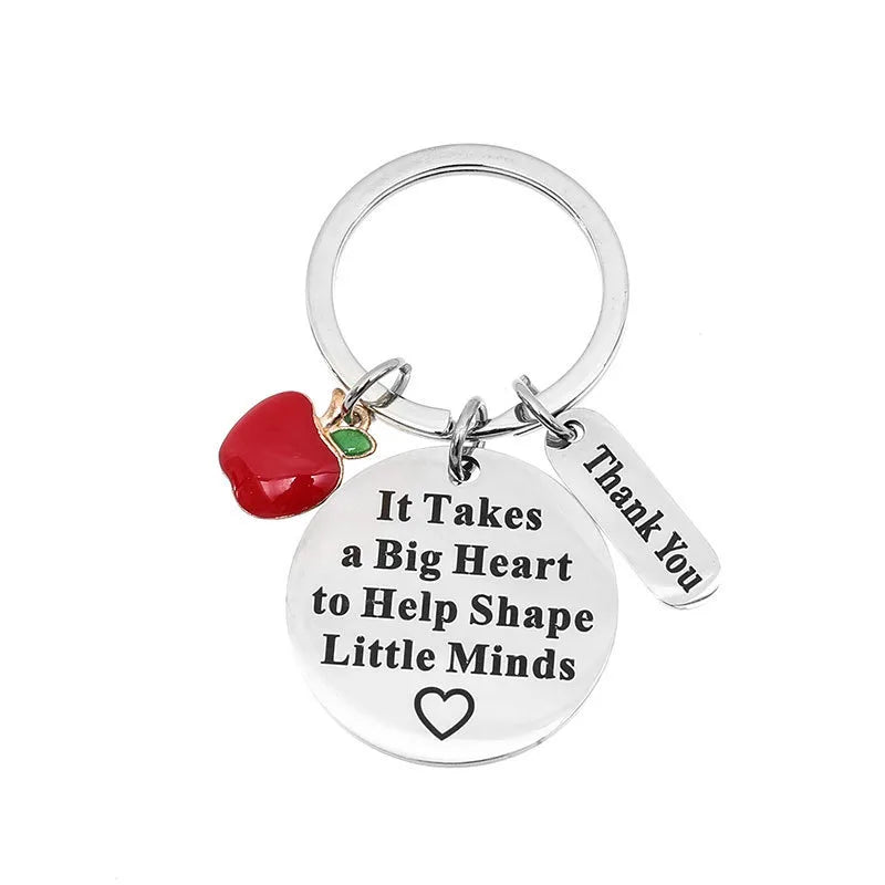Fashion Letter Apple Metal Titanium Steel Teachers' Day Unisex Bag Pendant Memorial Keychains