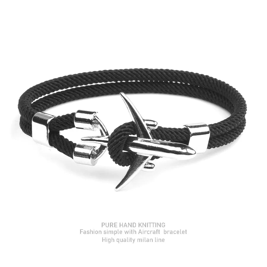simple style geometric alloy polyester plating men's bracelets