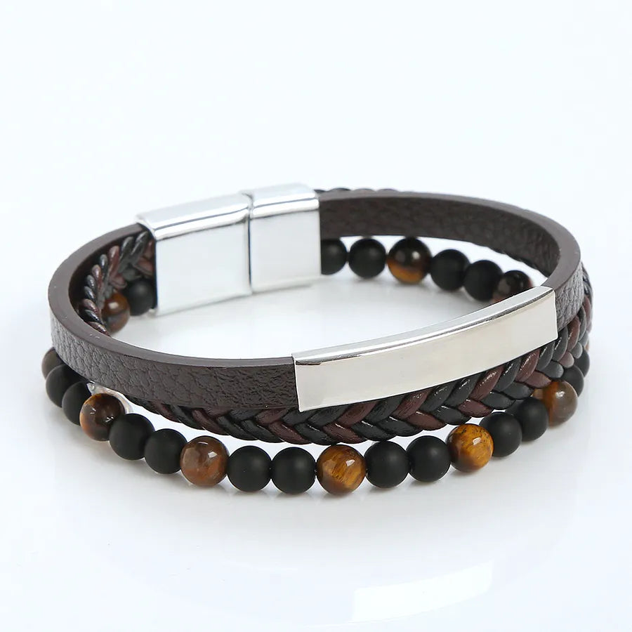 retro round alloy braid men's bracelets