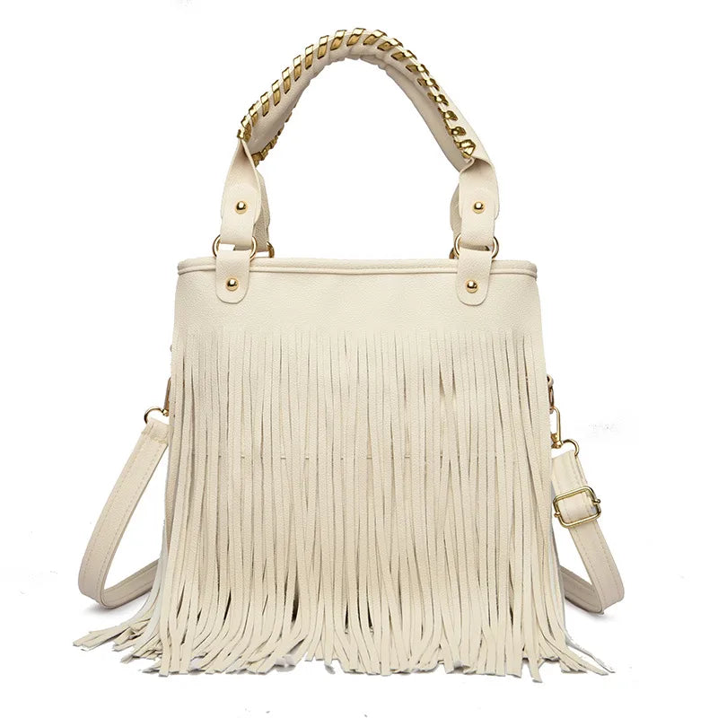 Women's Medium Pu Leather Tassel Streetwear Open Handbag