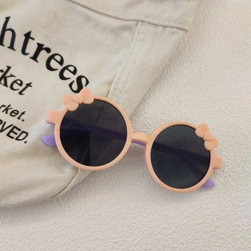 Sweet Simple Style Solid Color Resin Round Frame Full Frame Kids Sunglasses