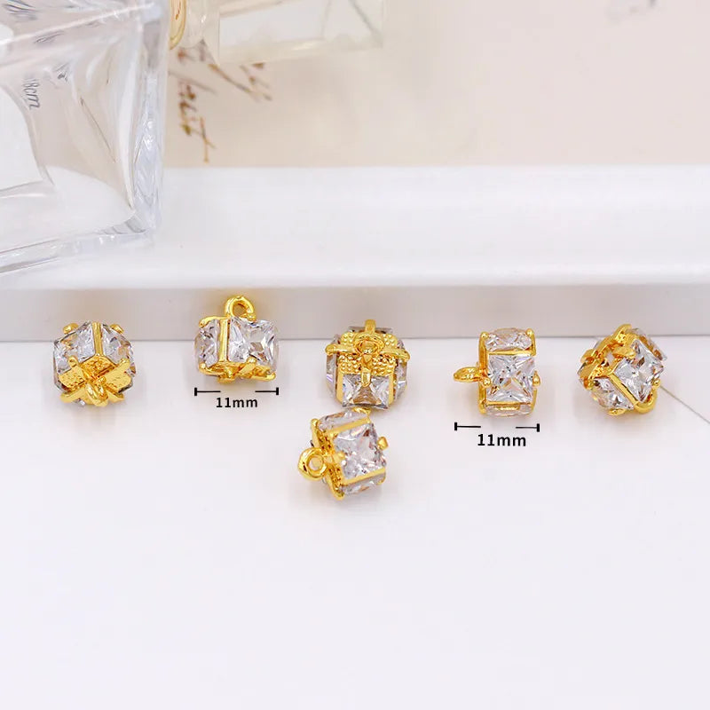 1 Piece Copper Zircon Flower Bow Knot Pendant