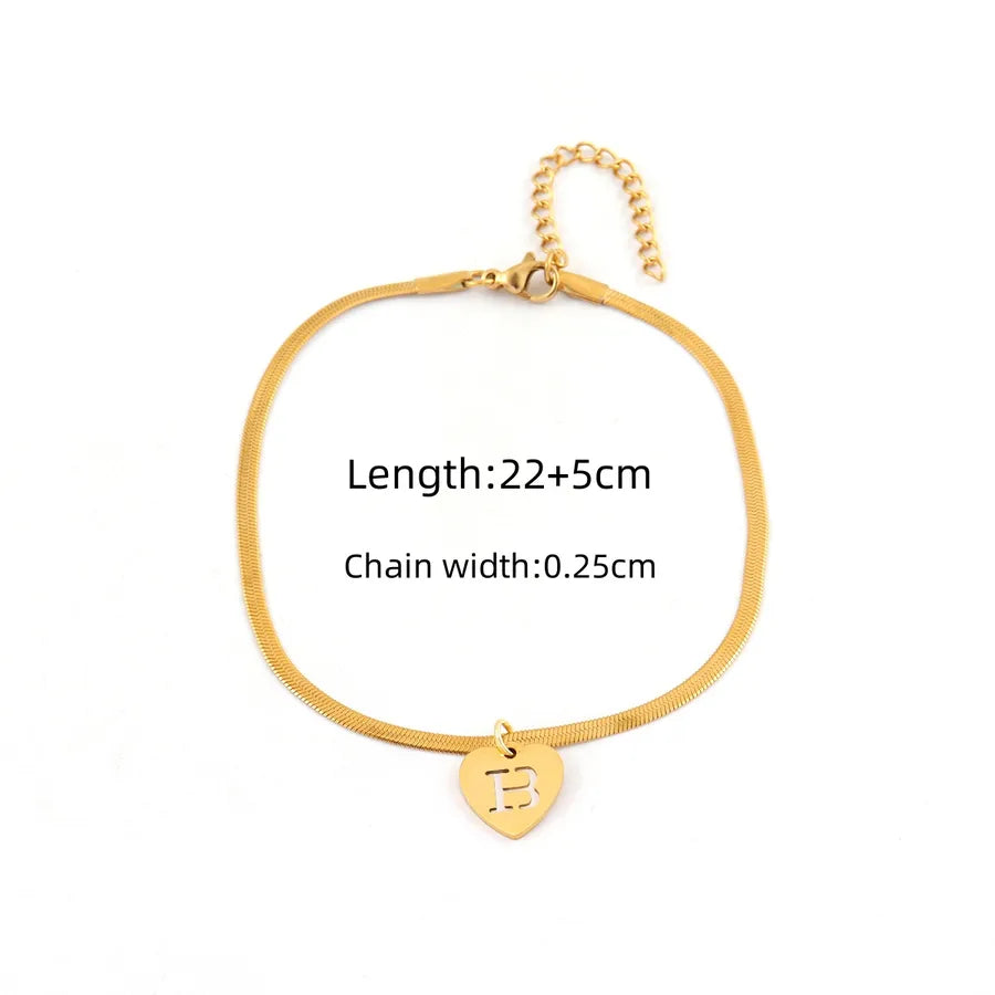 Wholesale Jewelry Elegant Simple Style Classic Style Letter Heart Shape 201 Stainless Steel 304 Stainless Steel Anklet