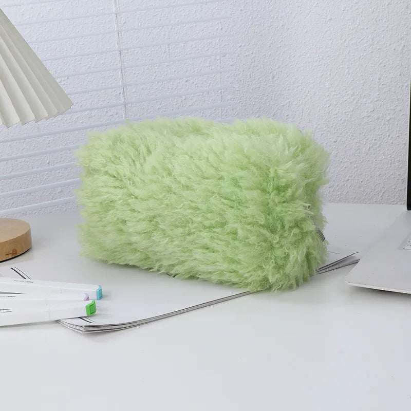 Solid Color Plush School Korean Style Pencil Case