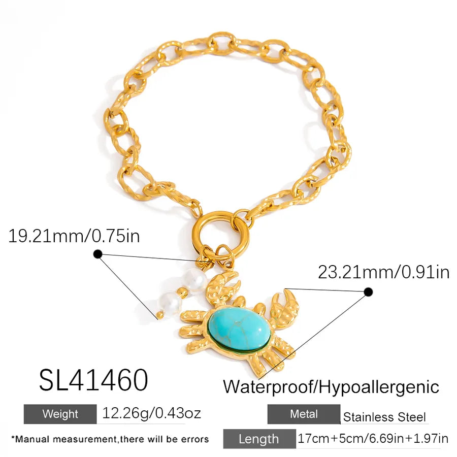 Elegant Glam Luxurious Crab 304 Stainless Steel 18K Gold Plated cable chain Bracelets In Bulk