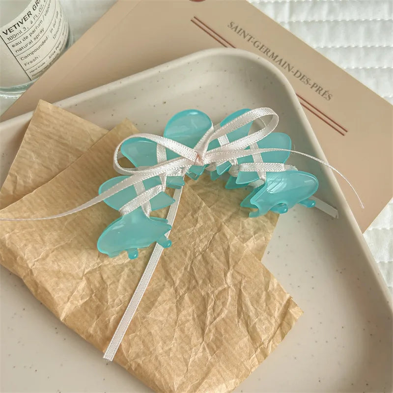Ballet Style Acetate Hair Clip Shark Clamp Women's Sweet Butterfly Knot Hair Accessories For Back Of Head Hair Grabbing