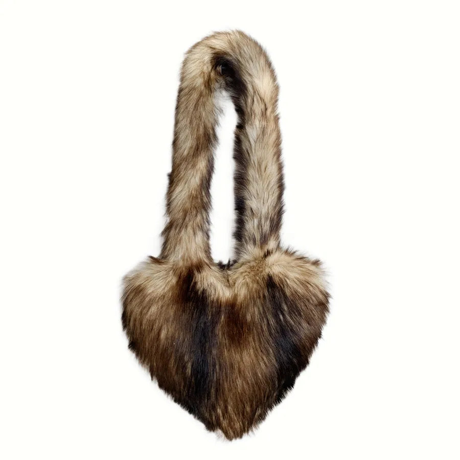 women's large winter plush polyester streetwear shoulder bag