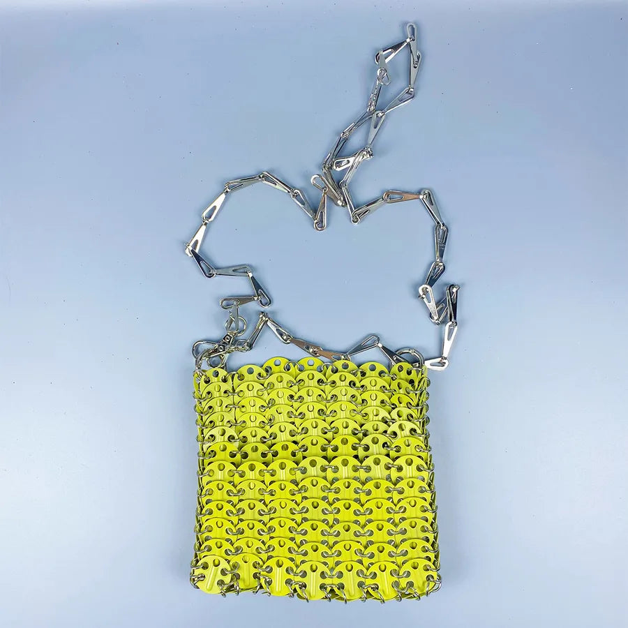 Women's Small Arylic Solid Color Streetwear Sequins Square Open Crossbody Bag
