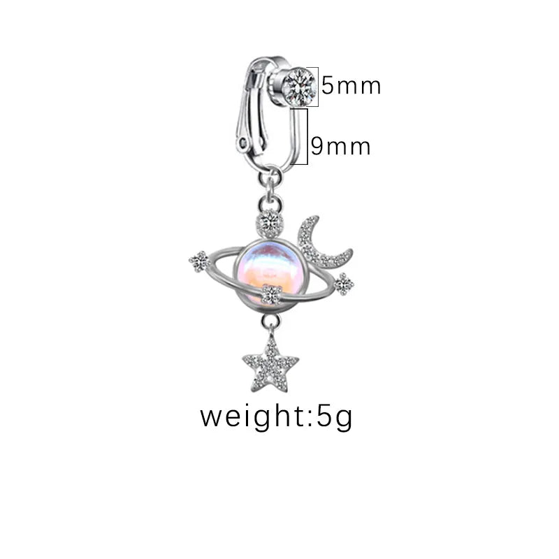 1 Piece Belly Rings Sexy Heart Shape Butterfly Planet 316L Stainless Steel  Alloy Plating Inlay Acrylic Rhinestones Glass White Gold Plated Gold Plated