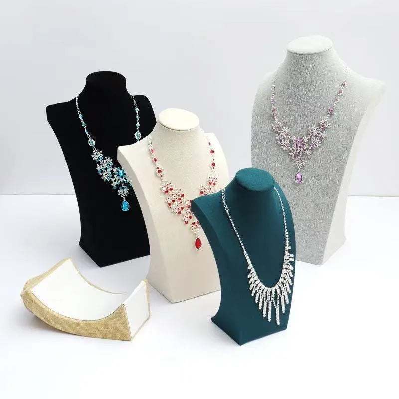 Modern Simplicity Jewelry Necklace Display Stand Counter Display Props Mannequin Pendant Holder Velvet Leather Material