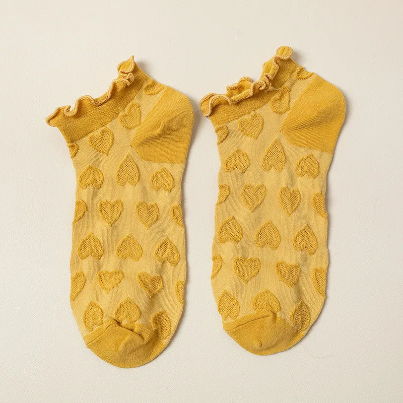 women's fashion heart shape cotton jacquard ankle socks a pair
