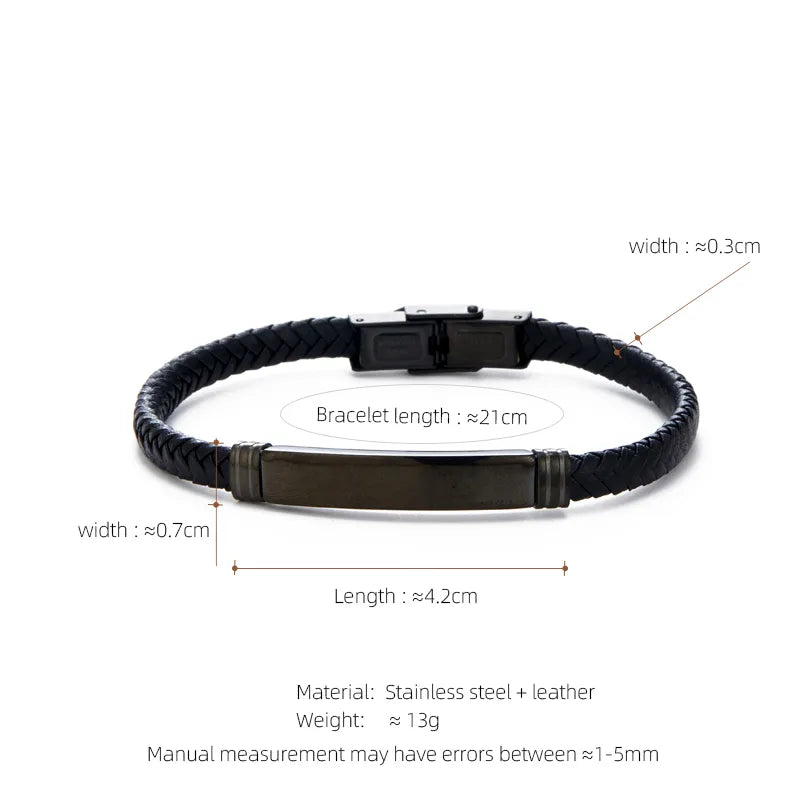 Casual Streetwear Geometric 304 Stainless Steel Pu Leather Braid 18K Gold Plated Men's Bracelets