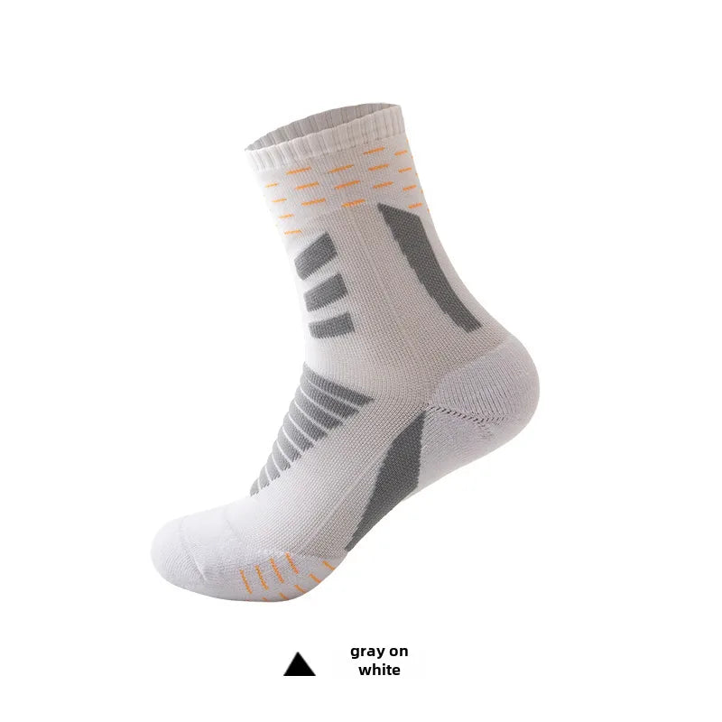 Autumn and Winter New Men's Socks Breathable Sweat-Absorbing Towel Bottom Sports Socks Fashionable Basketball Socks Socks Men's Medium Socks