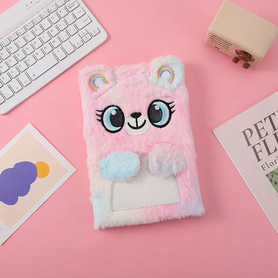 Cute Cartoon Animal Plush Notebook Handmade DIY Scrapbooking Book Children's Jotter Book Eco-Friendly Wood Pulp Material