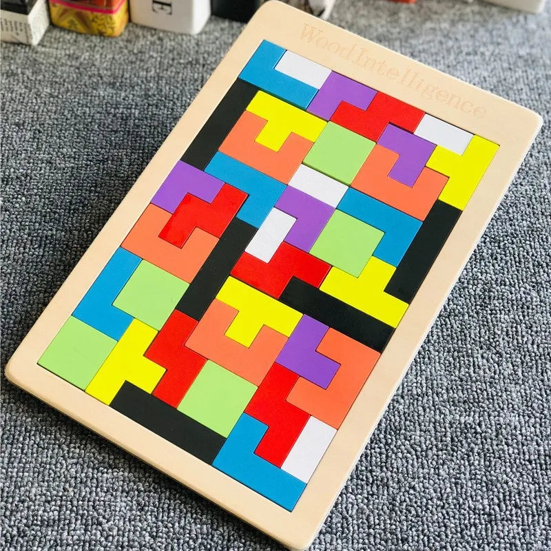 puzzles toddler(3-6years) color block wood toys