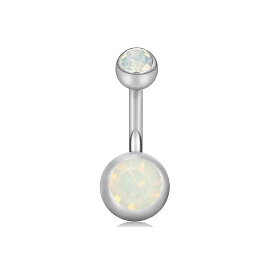 fashion solid color stainless steel inlay artificial gemstones belly ring