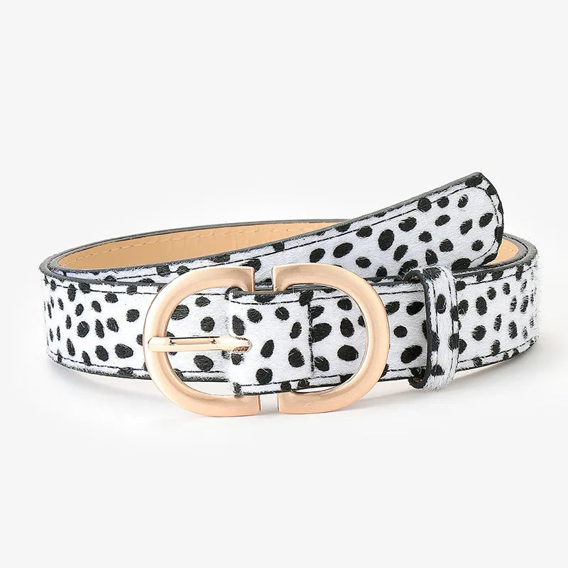 fashion solid color leopard pu leather alloy women's leather belts 1 piece