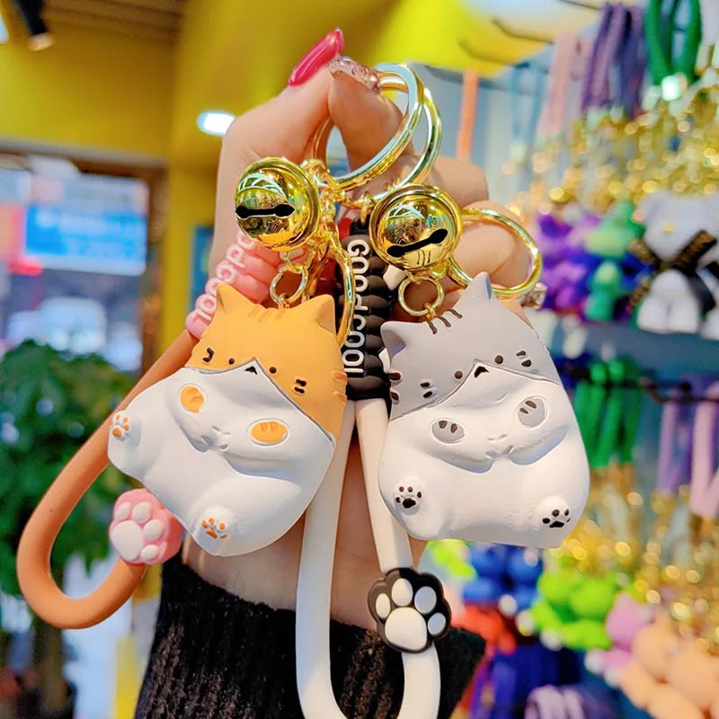 Adorable Resin Fat Cat Keychain Women's Cute Mobile Phone Lanyard Bag Hanging Doll Christmas Valentine's Day New Year Gift